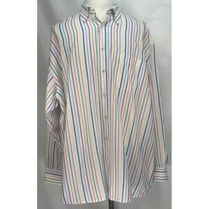 MINE Striped Long Sleeve Button Down Shirt Multicolored 3XB